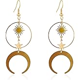 KaFu Gothic Sun and Moon Earrings Punk Crescent Moon Star Earrings Statement Jewelry Gift for Women Girls