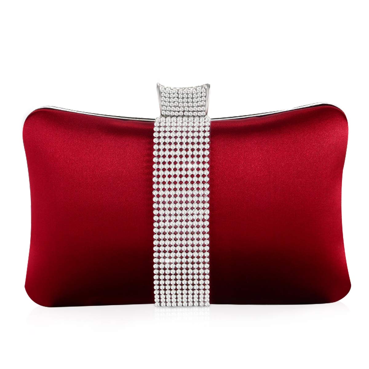 NICOLE & DORIS Women Handbags Diamond Silky Clutch Bag Small Purse Wedding Party Evening Bag Red Wine