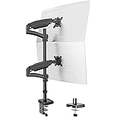 MOUNT PRO Vertical Dual Monitor Mount, Stacked Monitor Stand for 2 Computer Screens up to 32 inches, Fully Adjustable Full Motion Display Desk Mount, Each Arm Holds up to 17.6lbs, VESA Mount
