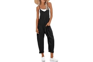 Muchpow Women's V Neck Sleeveless Jumpsuits Spaghetti Straps Harem Long Pants Overalls With Pockets