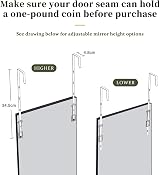 Dripex Over Door Mirror Full Length 110 x 33 cm White Toughened Glass view 5
