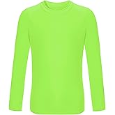 Boys UPF 50+ Rash Guard Neon Shirt Quick Dry Swim Shirts Long Sleeve UV Sun Protection Shirt for Kids Teens
