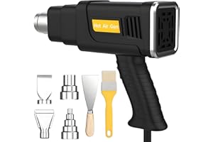 Heat Gun 2000W,Heat Gun for Heat Shrink,Hot Air Gun 142℉~1112℉(60℃- 600℃)Heavy Duty Fast Heating Two-Speed Adjustment with 4 
