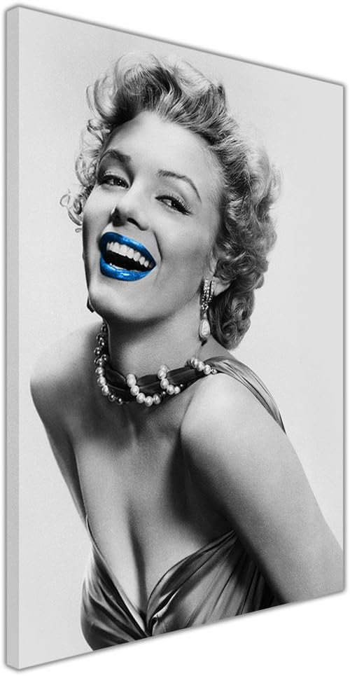 MARILYN MONROE WITH BLUE LIPS ON FRAMED CANVAS PRINTS WALL