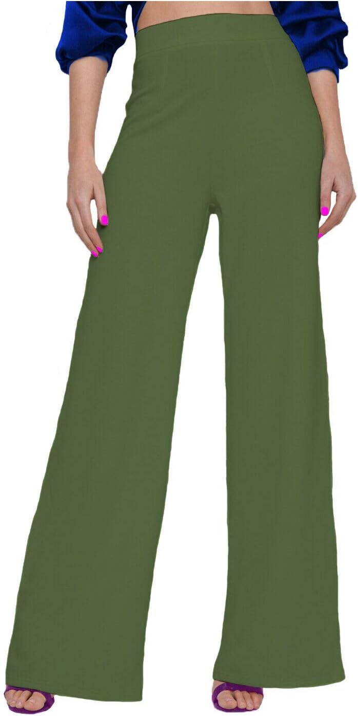 Papaval Women Ladies Palazzo Plain Flared Wide Leg Baggy Trousers Plus Size