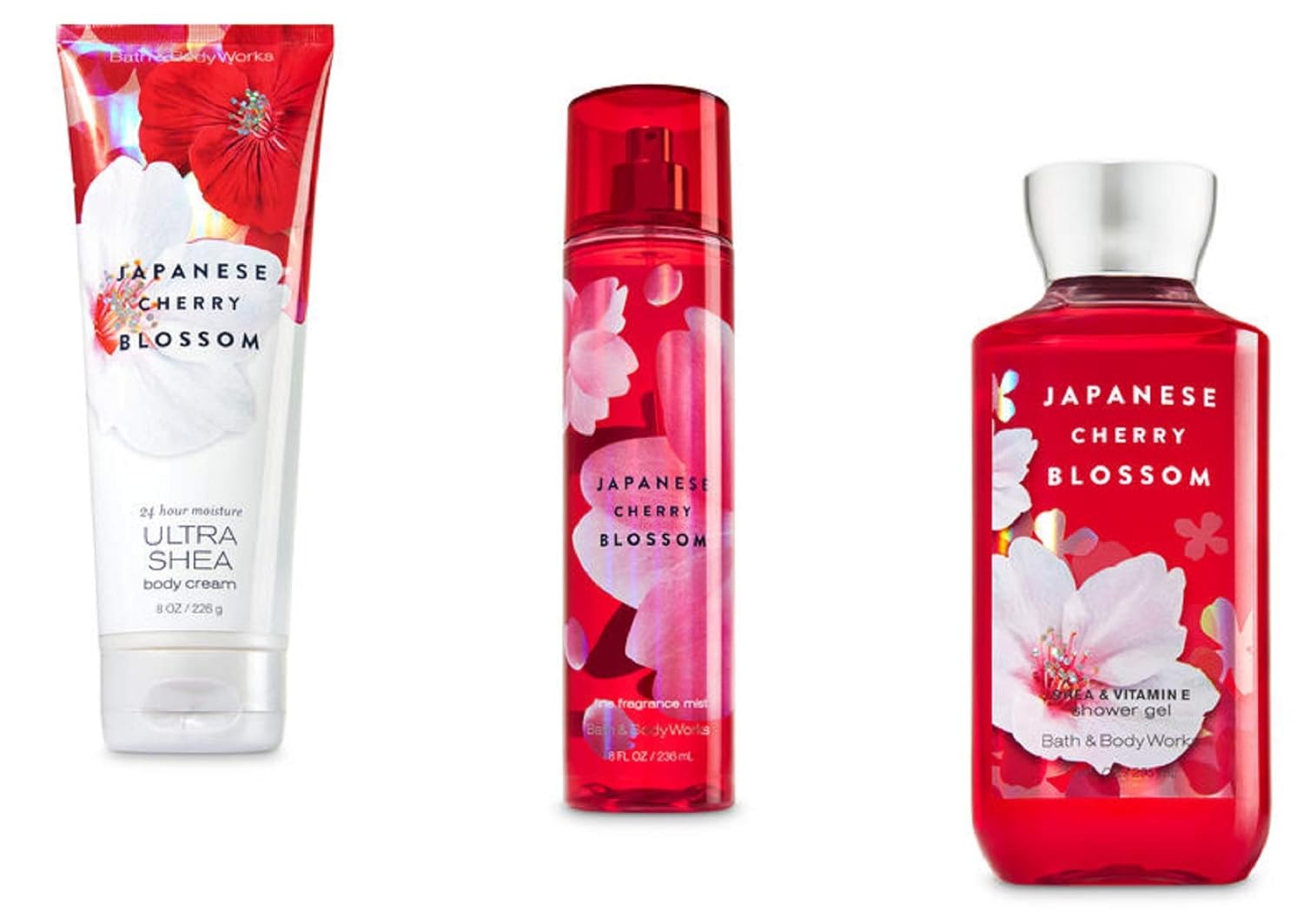 Bath & Body Works Japanese Cherry Blossom Body Set | Shower Gel, Body Cream & Fragrance Mist: Beauty