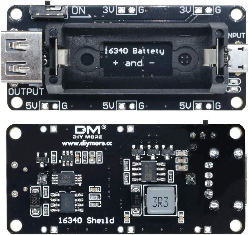 diymore 16340 Mobile Power Bank Lithium Battery Charging Module Micro USB Rechargeable Battery Holder Shield with Charging Indicator for Arduino (16340 1 Holder)