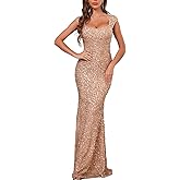 Madam Uniq Formal Dress Sequin Fishtail Sleeveless 1920s Gatsby Cocktail Prom Elegant Maxi Evening Gowns for Women