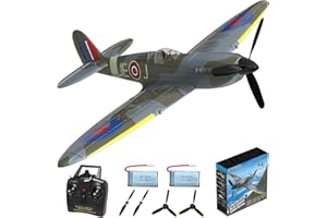 ANBURI RC Plane - 4 Channel RC Airplane – Remote Control Airplanes Ready to Fly Upgrade Spitefire for Beginners Adult with Xpilot Stabilization System & One Key Aerobatic Camouflage Blue