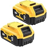 Upgraded 2Pack 5.0Ah DCB200 Battery Replacement for DEWALT 20V MAX Lithium-ion Battery Compatible with DCB205 DCB204 DCV580 D