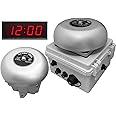 Netbell-K-E1-C Break Bell-Clock System for School Office Shop with 4 Inch Network LED Digital Clock (2 Bells w/ 1 Clock)