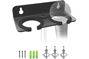 BORENBUIR Multi Microphone Holder for Handheld Dynamic, Wired and Wireless Mics Storage Hanger, Double Microphone Stand,Rubber Padding/Wall Mounted or Mounted to 5/8"-27 or 3/8"-16 threaded Stands Attachment