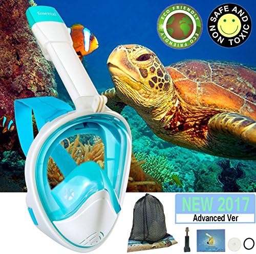 180° Full Face Snorkel Mask with Anti-Fog Snorkeling Diving Mask with Detachable Camera Mount for Adults and Youth