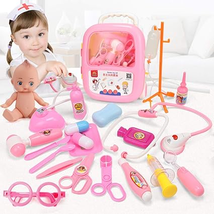 Zmh 21 Teiliges Koffer Set Kinderarzt Spielzeug Toolbox Kit Children Es Simulator Kit Pink Amazon De Sport Freizeit