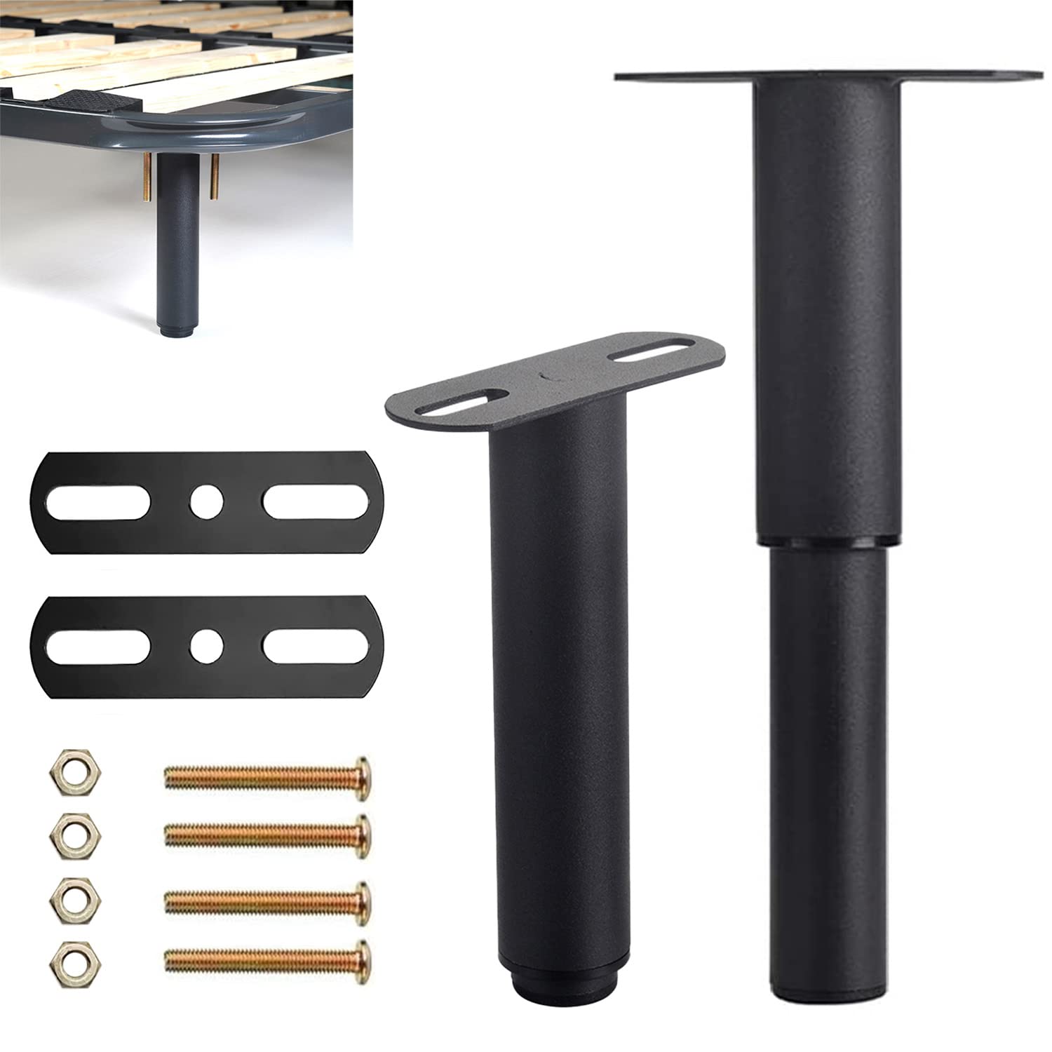 Lovesmile 2-Piece Adjustable Furniture Feet, 18-34 cm, Black, T-Shape, Suitable for TV Cabinets, Cabinets, Coffee Tables, Bedside Tables, Beds, Sofas