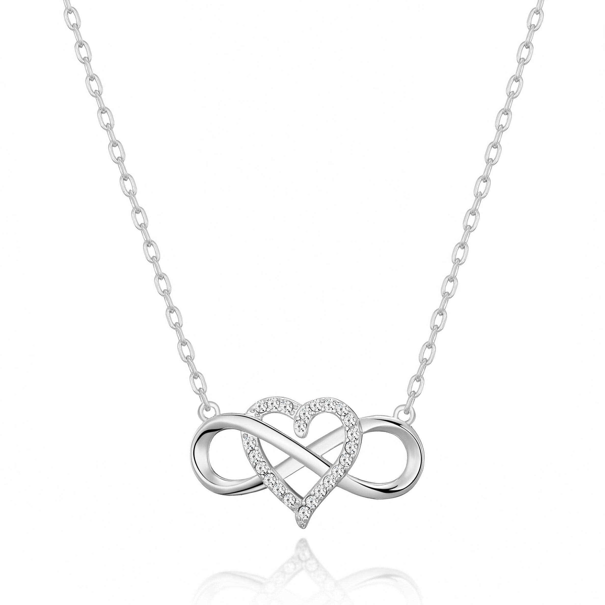 Philip Jones Silver Plated Infinity Heart Necklace Created with Zircondia® Crystals