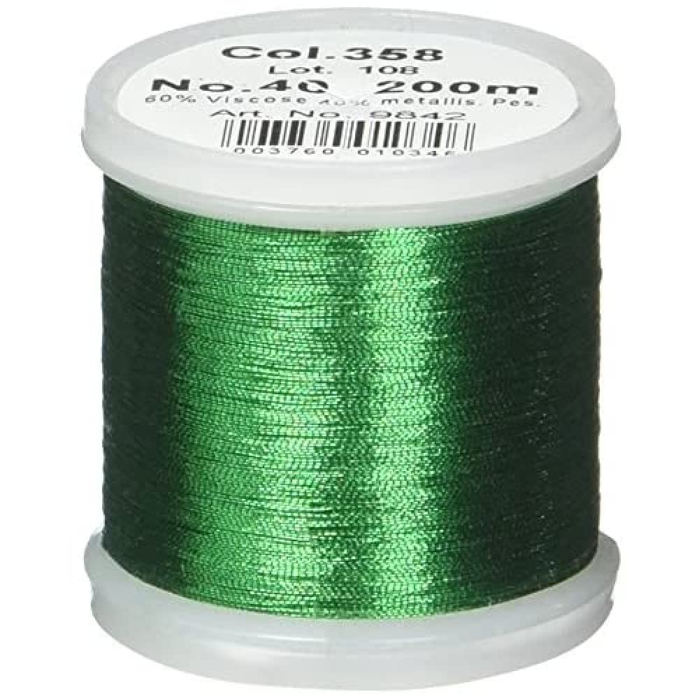 Madeira M9842-358 Thread, 75% Polyester/25% Metallised Polyester, #358 Green, 200m