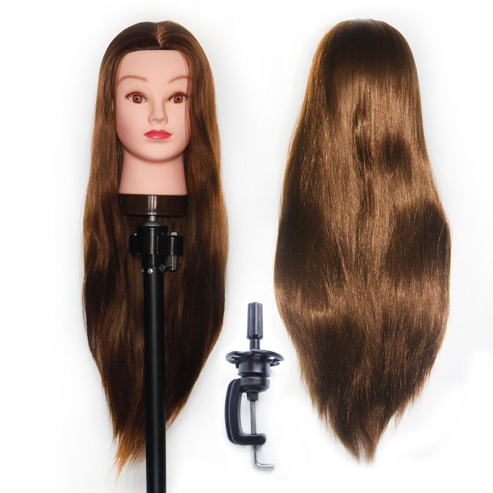 SC Friseur-Übungskopf Aus 100% Echthaar – 40 Cm, Mit Tischklemme, Für Frisuren- & Farbübungen