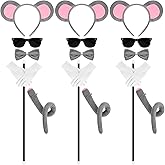 Matiniy 15 Pcs Halloween Mouse Costume Set Include Mouse Ears Headbands TailGloves Glasses and Folding Canes for Men Women Party Dress Up（Grey）