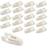 Hordion 20Pcs Ivory Velvet Hangers Clips, Strong Finger Flocked Clips Felt Velvet Clip for Pants Skirt Thin Felt Hangers (Ivory)