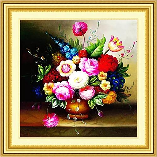DIY Counted Cross Stitch Kits Handmade Precise Printed Needlework Embroidery Kits Home Decoration Colorful Flowers-22x24 inch