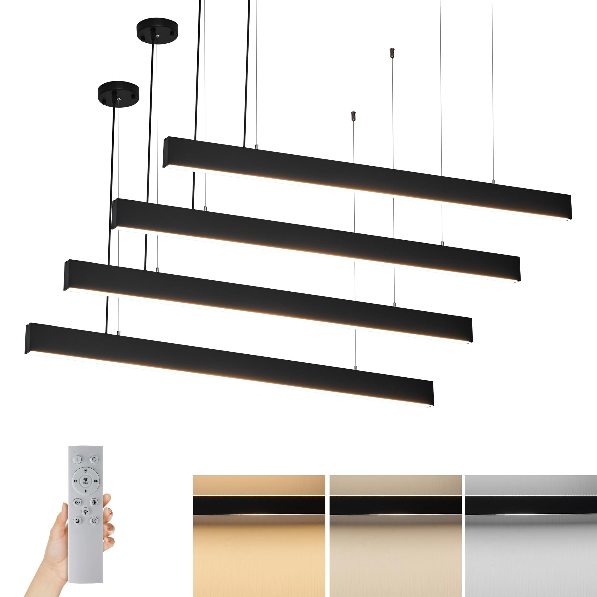 Photo 1 of be studied 4FT Led Linear Light, 50W Linear Light Fixture Silicon Controlled Dimming 3000K to 5000K Color Changing, Ceiling Shop Light, Suspended Office Lighting Fixture 4 Pack