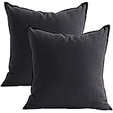 Jeanerlor Set of 2 20"x20" Pillowcase Dark Grey Cousion Cover Natural Cotton Linen with Unique Design to Embellish House/Study Room/Office/Students Dormitory 50 x 50cm