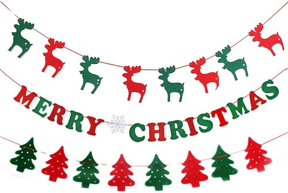 IVYRISE Merry Christmas Bunting Hanging Banner Flags Xmas