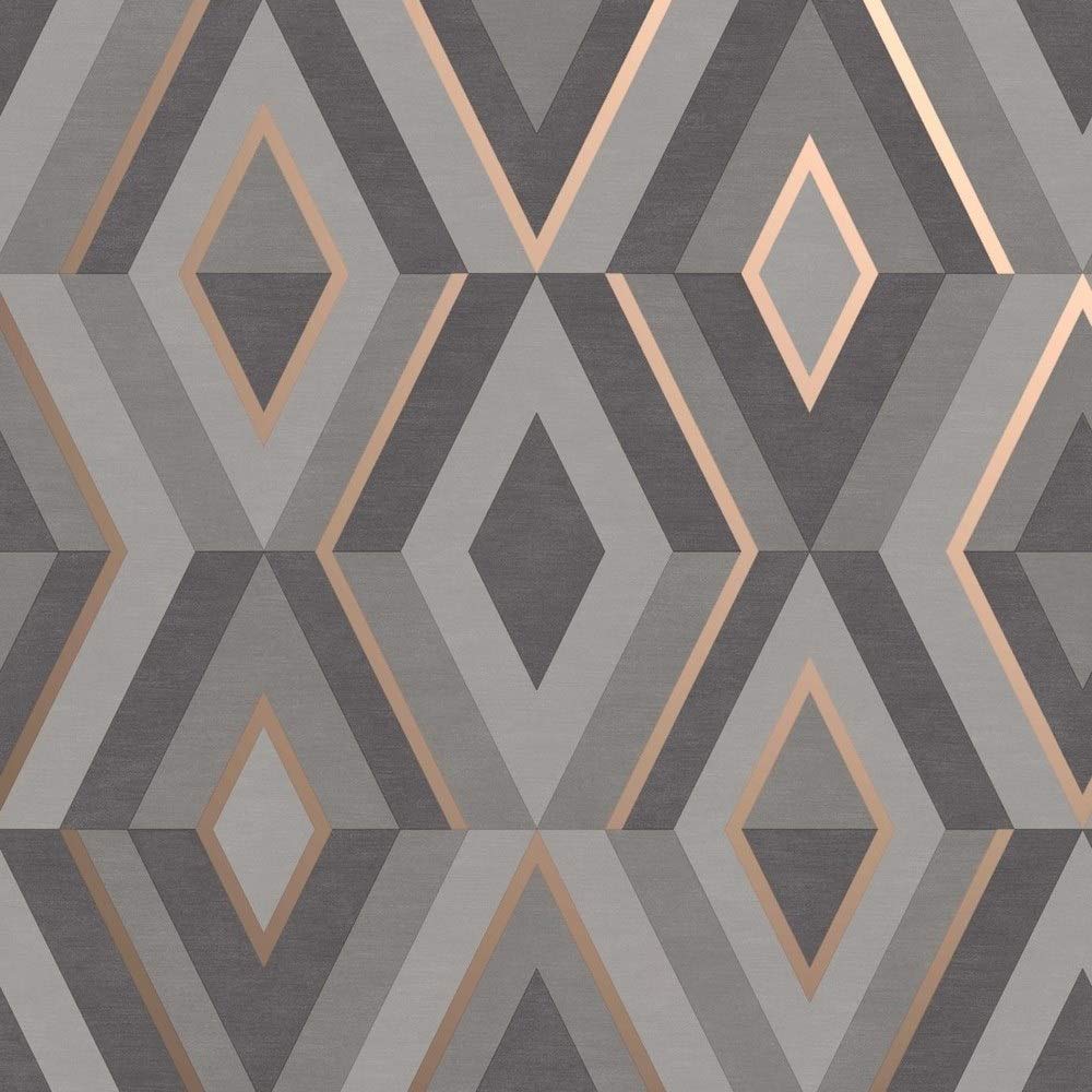 Fine Décor FD42607 Shard Geo, Charcoal, Rose, gold