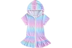 Infant Dress Kids Toddler Little Girl Swim Cover Up Towel Swimsuit Wraps Zip Up Bathing Suit Robe Pool Girls Sundress