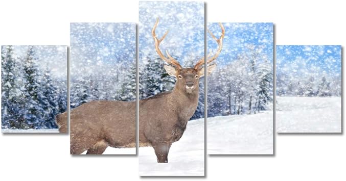 Amazon Com Viivei Black And White Deer Elk Moose Animal Canvas