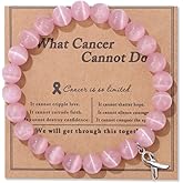 LZXFC Breast Cancer Awareness Bracelets Pink Ribbon Charm Natural Stone Beads Bracelet for Women Encouragement Breast Cancer Jewelry