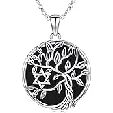 YYmqmq Tree of Life Necklace Sterling Silver Black Onyx Pendant Celtic Jewelry Gifts for Women Men