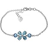 14k White Gold Floral Bracelet with Blue Topaz