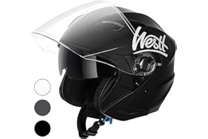 Westt Open Face Helmets with Dual Sun Visor– Motorcycle Helmet for Men and Women 3/4 Helmets Vespa Helmet DOT Approved for Scooter Motorbike Street Jet Series