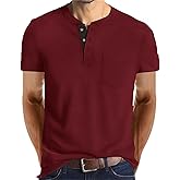 Lexiart Mens Fashion Henley Shirts Long Sleeve Button Cotton T-Shirt with Pocket