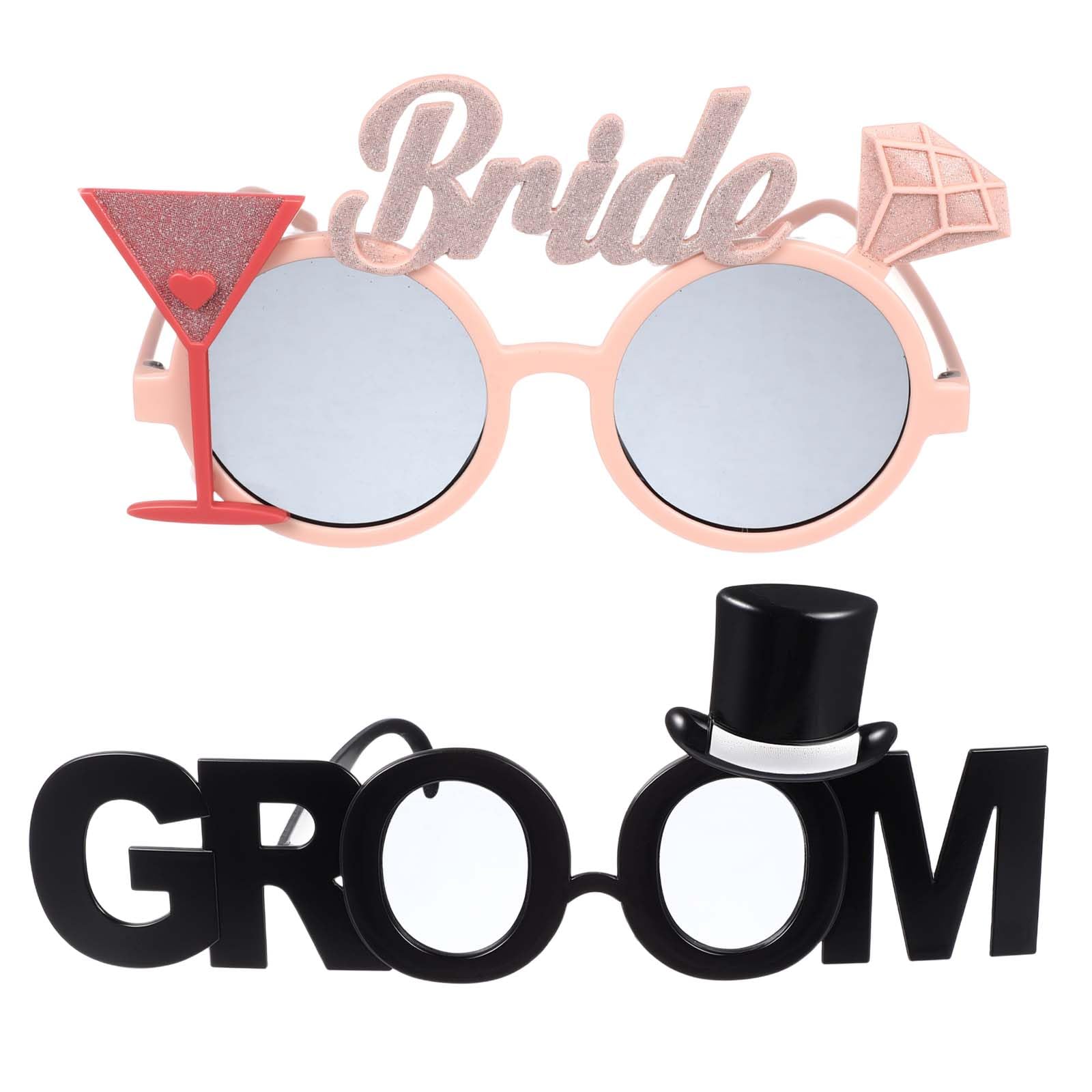 Alipis Bride and Groom Glasses Wedding Party Props Hen and Stag Accessories for Bachelor Party Photo Fun Summer Plastic Eyewear