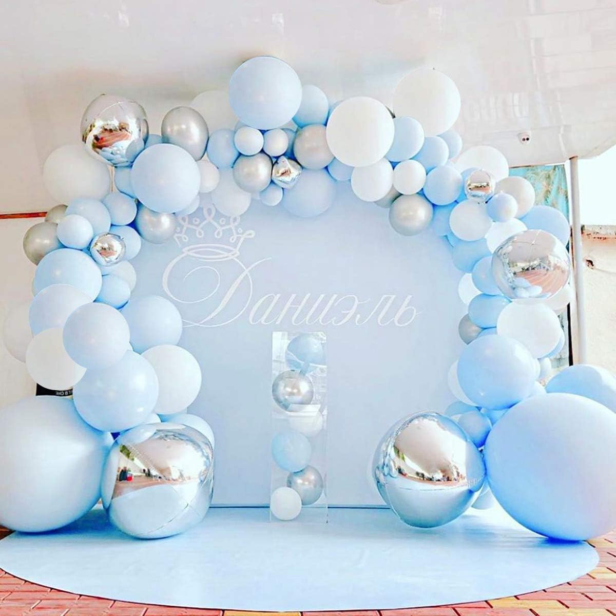 141 Pcs Blue Silver Balloon Garland Kit 