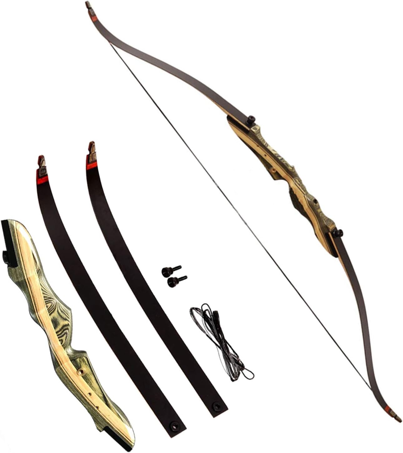 Black Hunter Takedown Recurve Bow and Arrow, Compact Fast Accurate 62" Archery Bow for Teens and Adults - Right Hand Beginner to Intermediate