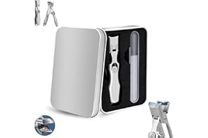 LEEJ German Nail Clippers Toe Nail Clippers for Thick Nails, Portable Ultra Sharp Nail Clippers,Ultra Sharp Stainless Cumuul Nail Clipper with Catcher for Men Women Sliver