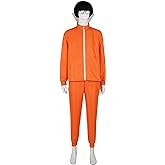 Qosivfey Men's adult sports suit 2-piece hoodie sportswear suit fashion sportswear suit with wig glasses