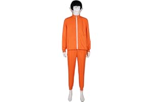 Qosivfey Men's adult sports suit 2-piece hoodie sportswear suit fashion sportswear suit with wig glasses