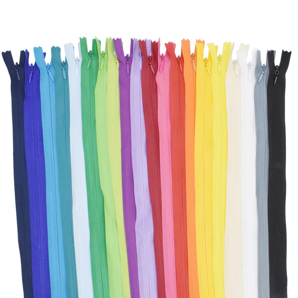 20Inch 40Pcs 20 Color Invisible Zippers Nylon Coil Zipper for DIY Craft Tailor Sewing Crafts Accessories Mixed Color(20 Color)