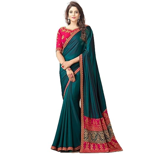 Navabi Export Womens Georgette Saree with Blouse Piece, Free Size (Morpich, FWS1716)