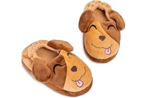 CSFRY Toddler Boys Slippers Cartoon Cute Animals Plush Warm Home Shoes