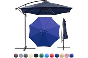 GLDDFDG 10ft 8 Ribs Patio Umbrella Canopy, Blue, UV30+, Water Repellent, Fade Resistant Polyester Fabric