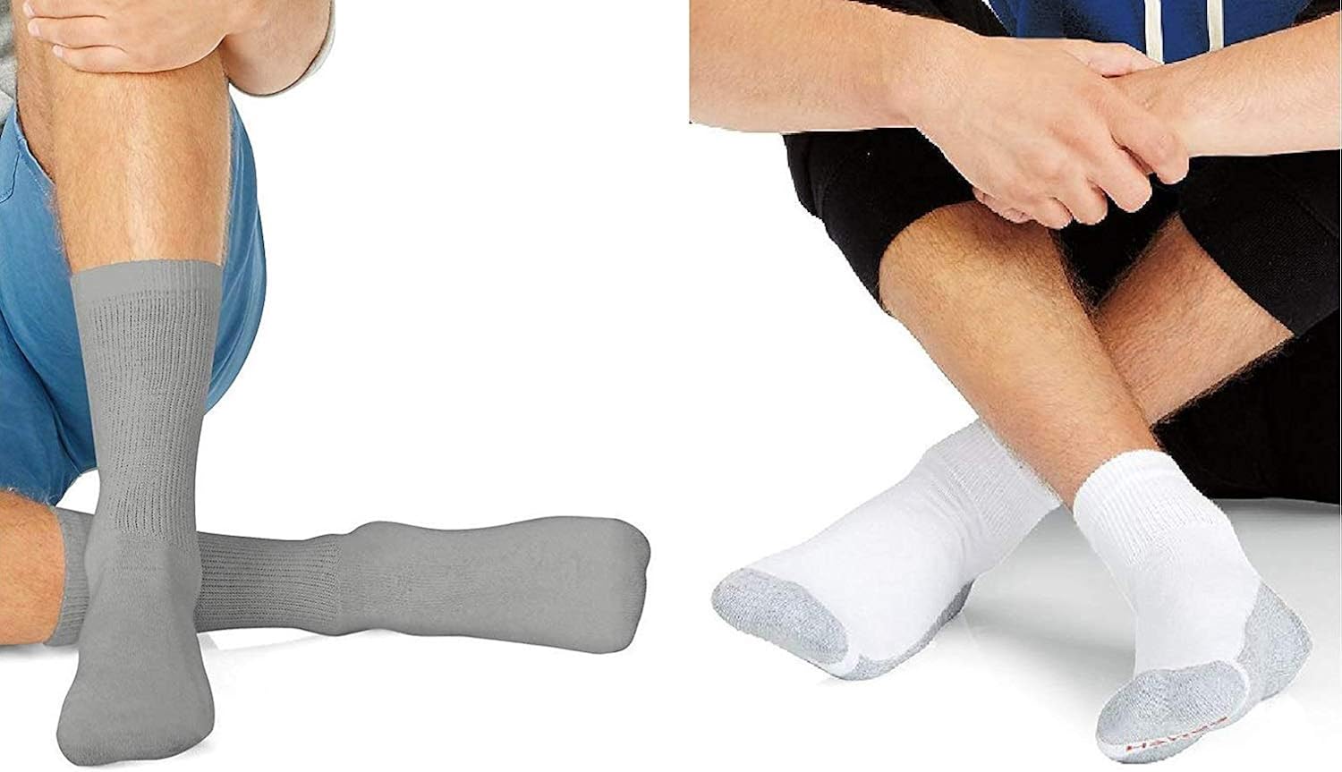 Hanes Classics Men's Crew Socks MultiPack_Grey & White_1013 at Amazon