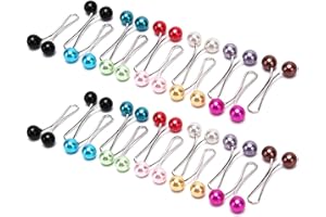 HEQU 24pcs Hijab Pins, Coloured Faux Pearl Scarf Muslim Scarf Clips, Brooch, Safety Pins, Stainless Steel U Clips(one_Size Multicolors)