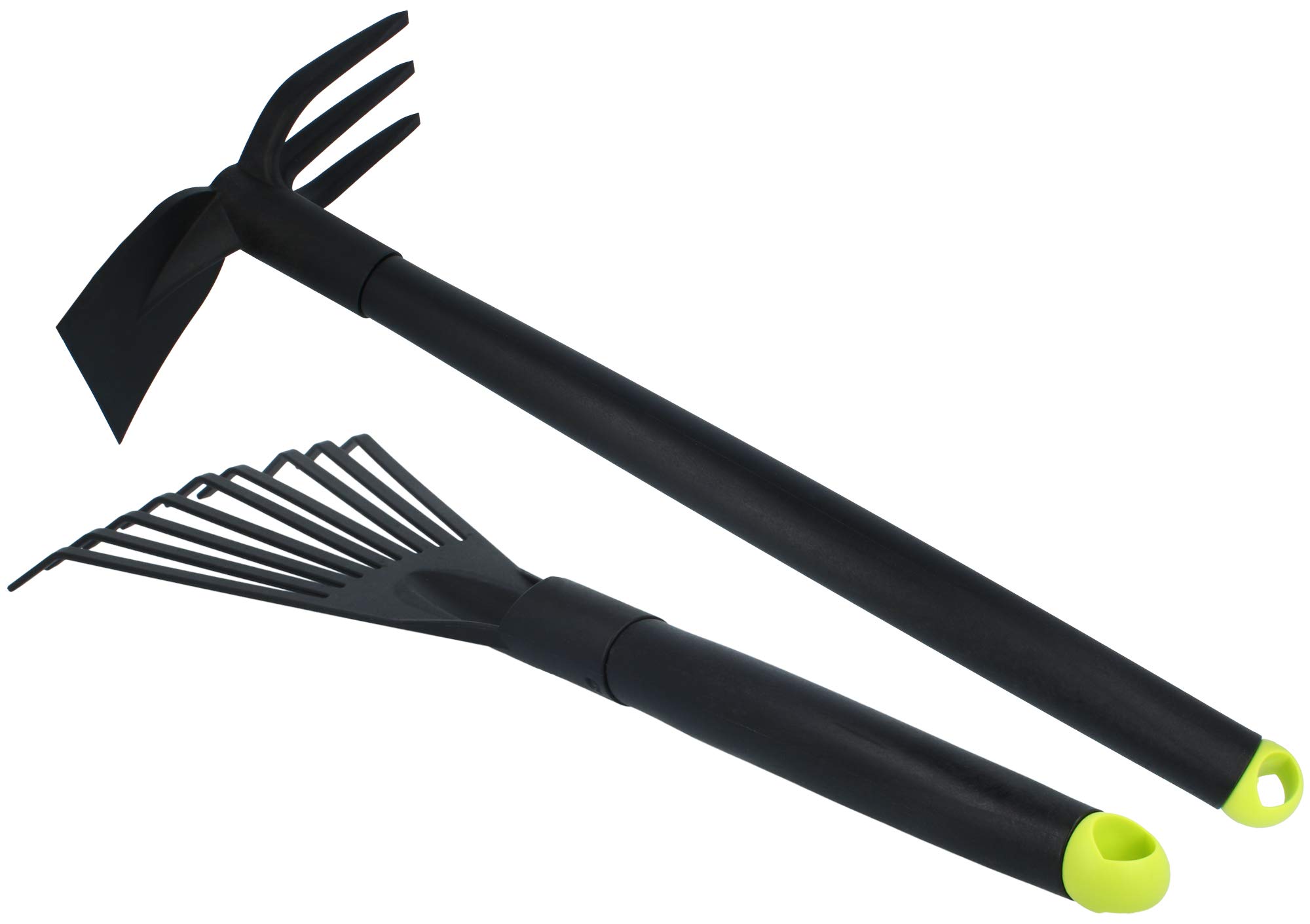 COM-FOUR® 2-piece premium garden tool set consisting of small brooms and double hoe - ideal accessories for garden work (Set 2-2-piece)