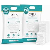 Calla Beauty Deep Clean Exfoliating Cotton Rounds (300 Counts (Pack of 2)) | 3D Exfoliating textured cotton pads for makeup removal and toner, with a dense woven surface designed for daily cleansing